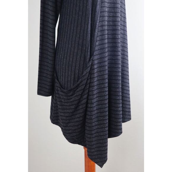 KOZAN $118 Soft Stretch Heather Striped Asymmetric Tunic Tee Top Size Small - Picture 3 of 6